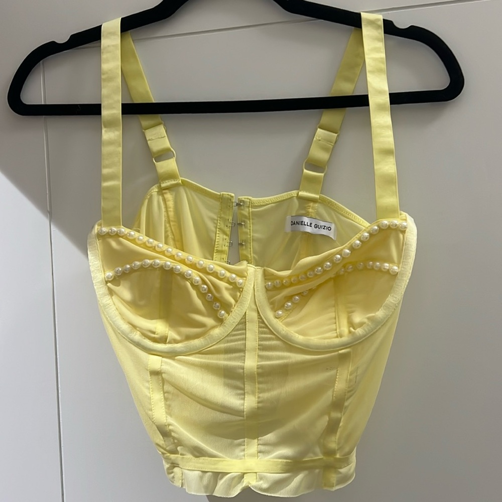 Danielle Guizio Pearl Zita Mesh Corset Top
